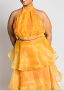 Faari Crop Top in Aquarelle Yellow - CURVE