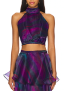 Faari Crop Top in the Aquarelle Purple Print