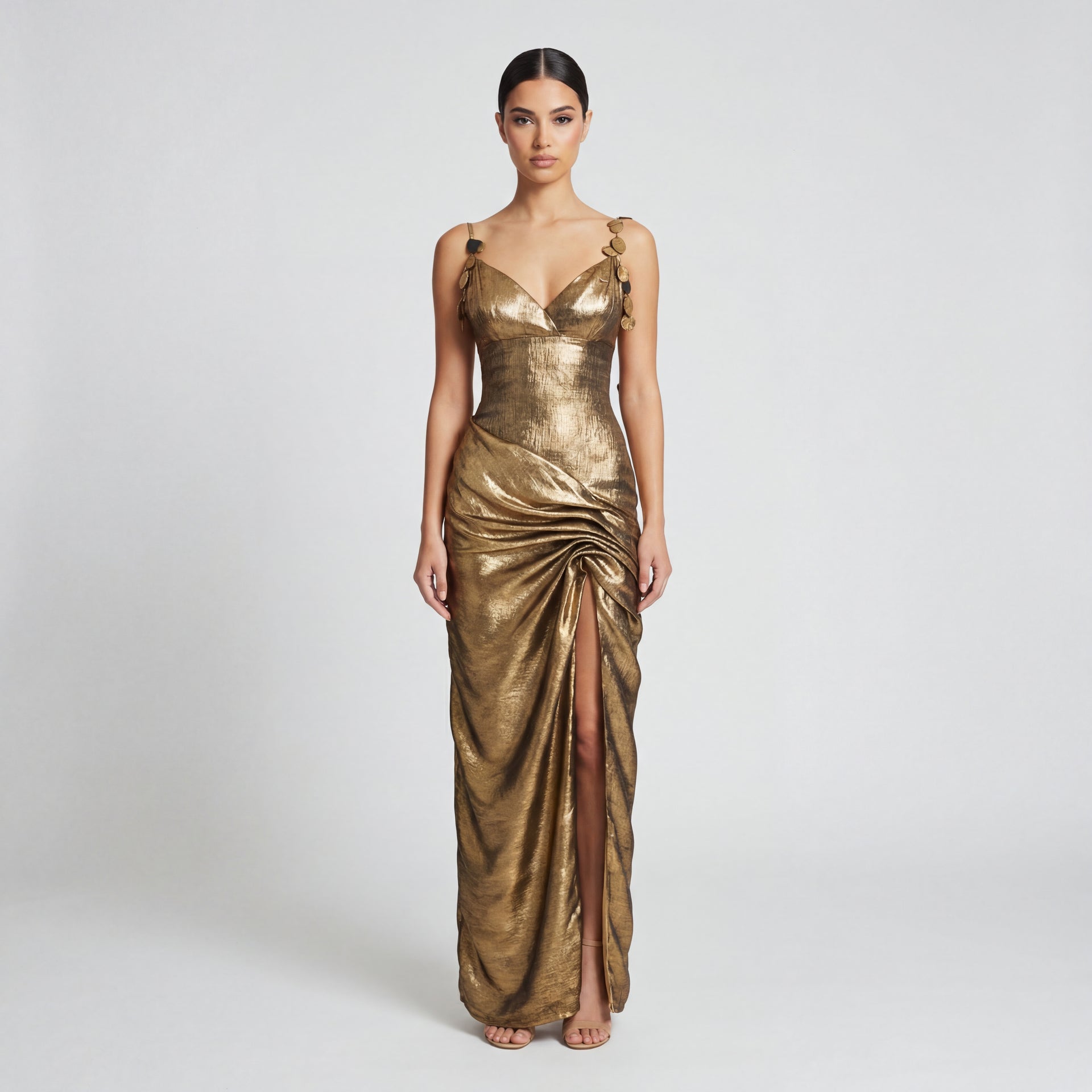 Ileri Dress in Metallic Gold – Yaura