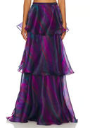 Faari Maxi Skirt in the Aquarelle Purple Print