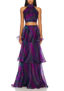 Faari Maxi Skirt in the Aquarelle Purple Print