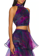 Faari Crop Top in the Aquarelle Purple Print