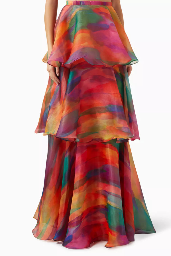 Faari Skirt in Aquarelle Multicolour - CURVE