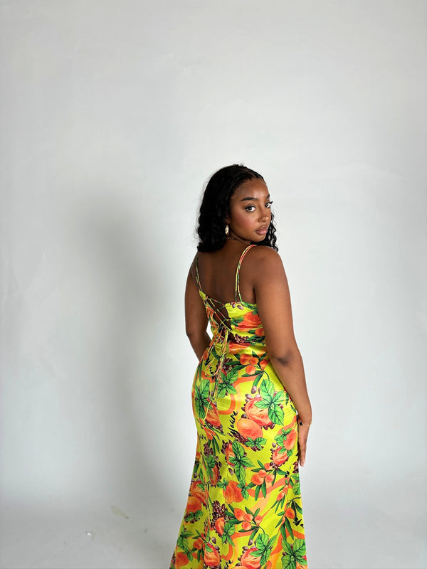 Rolayo Dress in Agbalumo Print