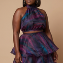 Faari Crop Top in the Aquarelle Purple Print