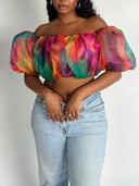 Faari Puff Top in Aquarelle