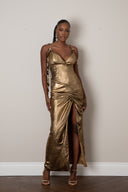 Ileri Dress in Metallic Gold