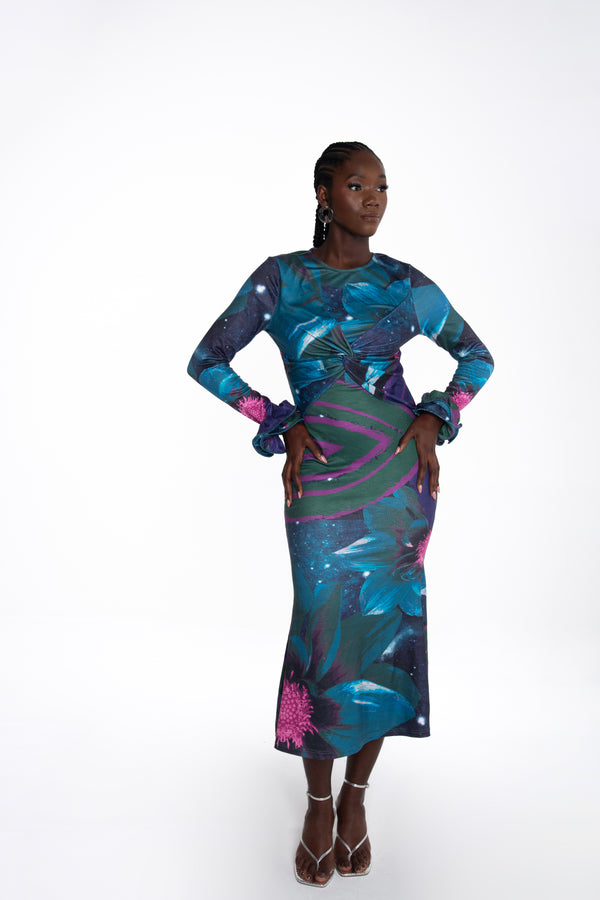 Adanma Dress in the Lunar Bloom print