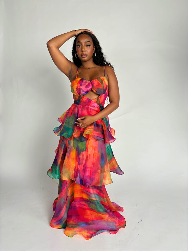 KETA DRESS in Aquarelle Print