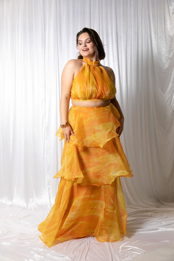 Faari Maxi Skirt Aquarelle Yellow  - CURVE