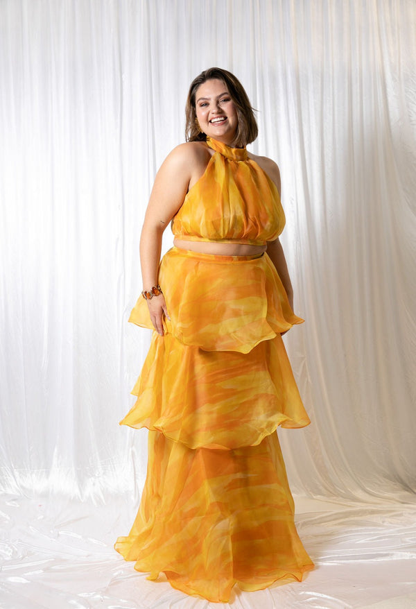 Faari Maxi Skirt Aquarelle Yellow  - CURVE