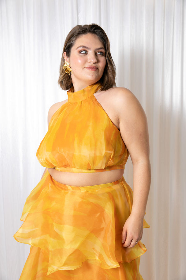 Faari Crop Top in Aquarelle Yellow - CURVE