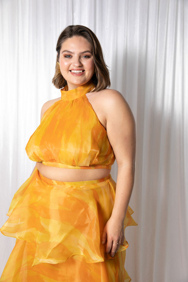 Faari Crop Top in Aquarelle Yellow - CURVE