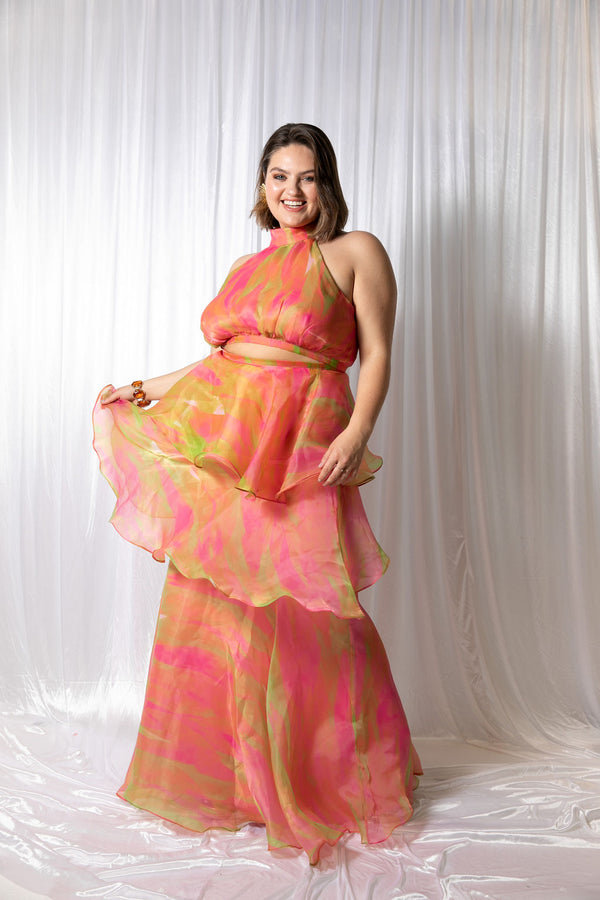 Faari Maxi Skirt Aquarelle Pink - CURVE