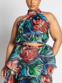 FAARI CROP TOP NOUVEAU PRINT  - CURVE
