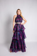 Faari Crop Top in the Aquarelle Purple Print