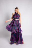 Faari Crop Top in the Aquarelle Purple Print