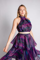 Faari Crop Top in the Aquarelle Purple Print