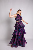 Faari Crop Top in the Aquarelle Purple Print
