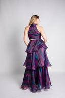 Faari Crop Top in the Aquarelle Purple Print