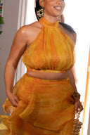 Faari Crop Top in Aquarelle Yellow - CURVE