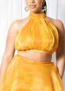 Faari Crop Top in Aquarelle Yellow - CURVE
