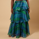 Faari Maxi Skirt in Aquarelle Blue Green