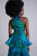 Faari Crop Top in Aquarelle Blue Green