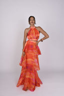 Faari Maxi Skirt in Orange Aquarelle