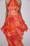 Faari Crop Top in Orange Aquarelle