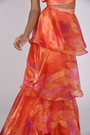Faari Maxi Skirt in Orange Aquarelle