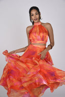 Faari Maxi Skirt in Orange Aquarelle