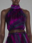 Faari Crop Top in the Aquarelle Purple Print