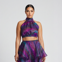 Faari Crop Top in the Aquarelle Purple Print